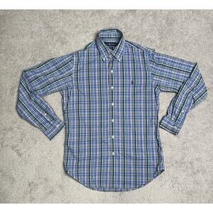 Polo Ralph Lauren Classic Fit Men Small Shirt Blue Green Plaid